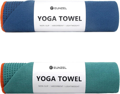 Eunzel 2 Pack Hot Yoga Towel with Grip Dot, Non Slip Yoga Mat Towe Sweat Absorbent Towel for Hot Yoga,Bikram, Pilates and Fitness 72" x 24", Pink