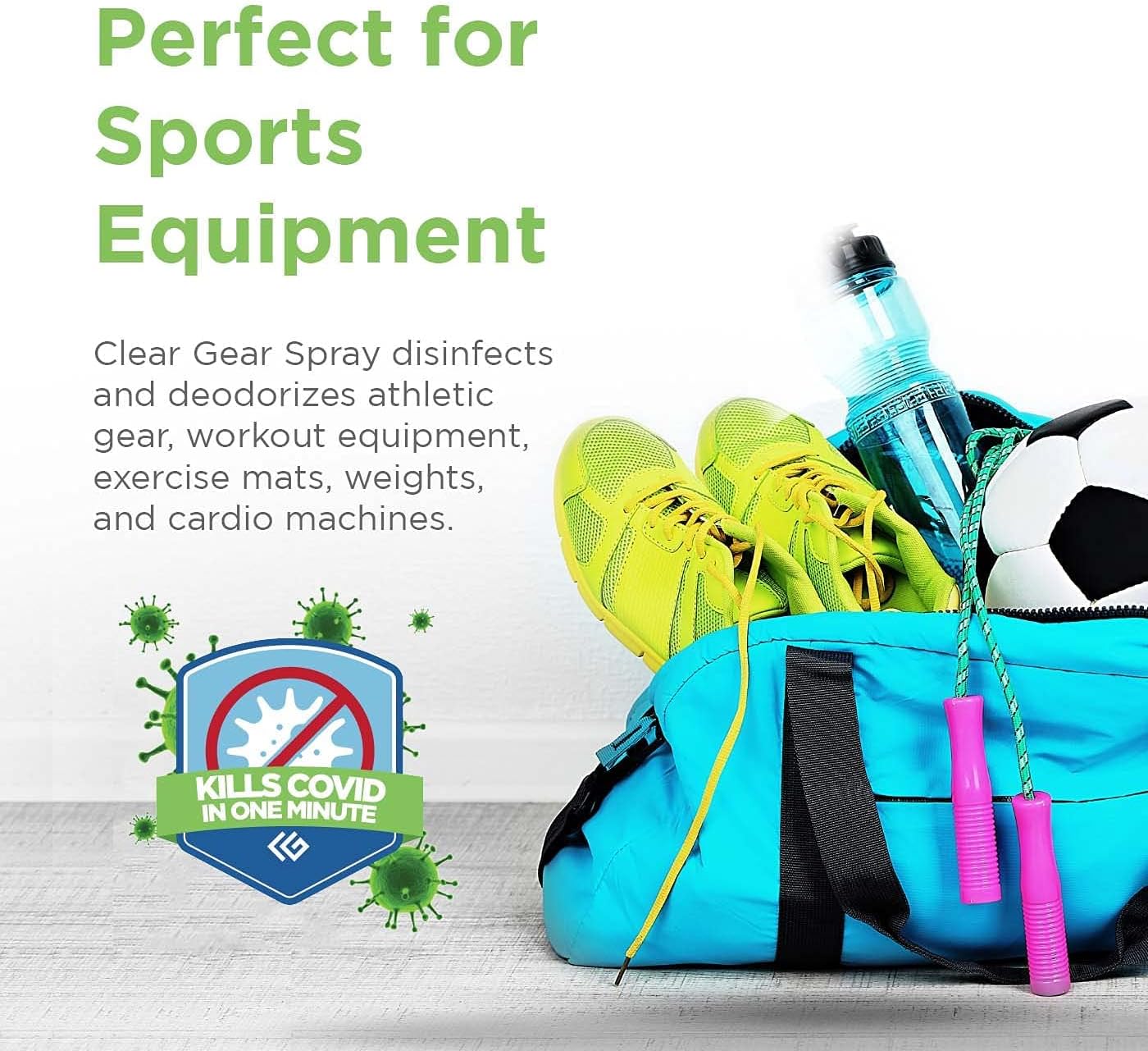 Clear Gear Gym Disinfectant, Yoga Mat Cleaner, Deodorizer For Sports Equipment, Gyms, and Fitness Centers - Mixed Pack - 16 Oz and 32 Oz Bottle Hospital grade Disinfectant Spray Pack