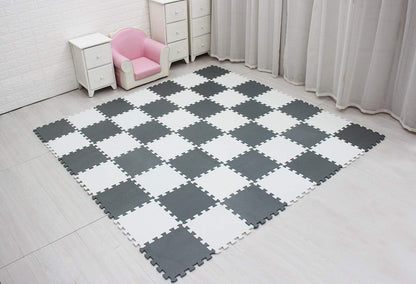 meiqicool Foam Play Mat Thick Soft EVA Interlocking Foam Floor Mats Children Yoga Exercise Multi Jigsaw Puzzle Blocking Board Kids Playmats Play Grey 18 Piece L
