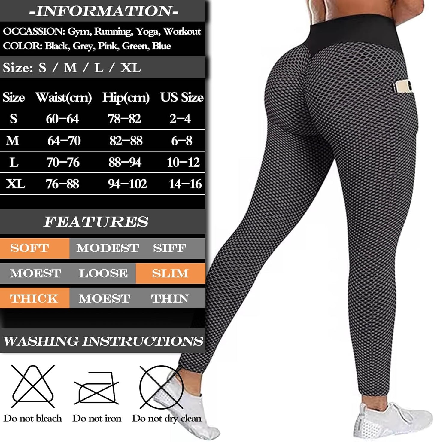 JGS1996 Butt Lifting Leggings for Women Tummy Control Workout Yoga Pants High Waisted Scrunch Booty Gym Tights