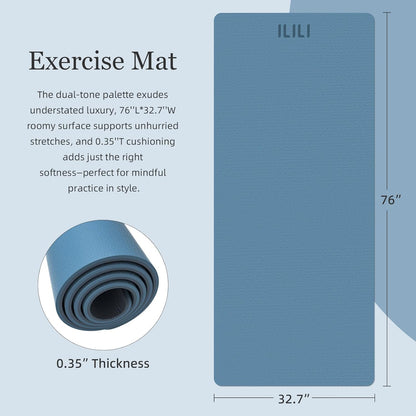 ILILI large Yoga Mat, Thick Soft Exercise Mat for Home Gym, Anti-Tear Cushioned Mat for Men Women, 76"x32.7"x0.35" for Stretching, Pilates&Fitness Workouts