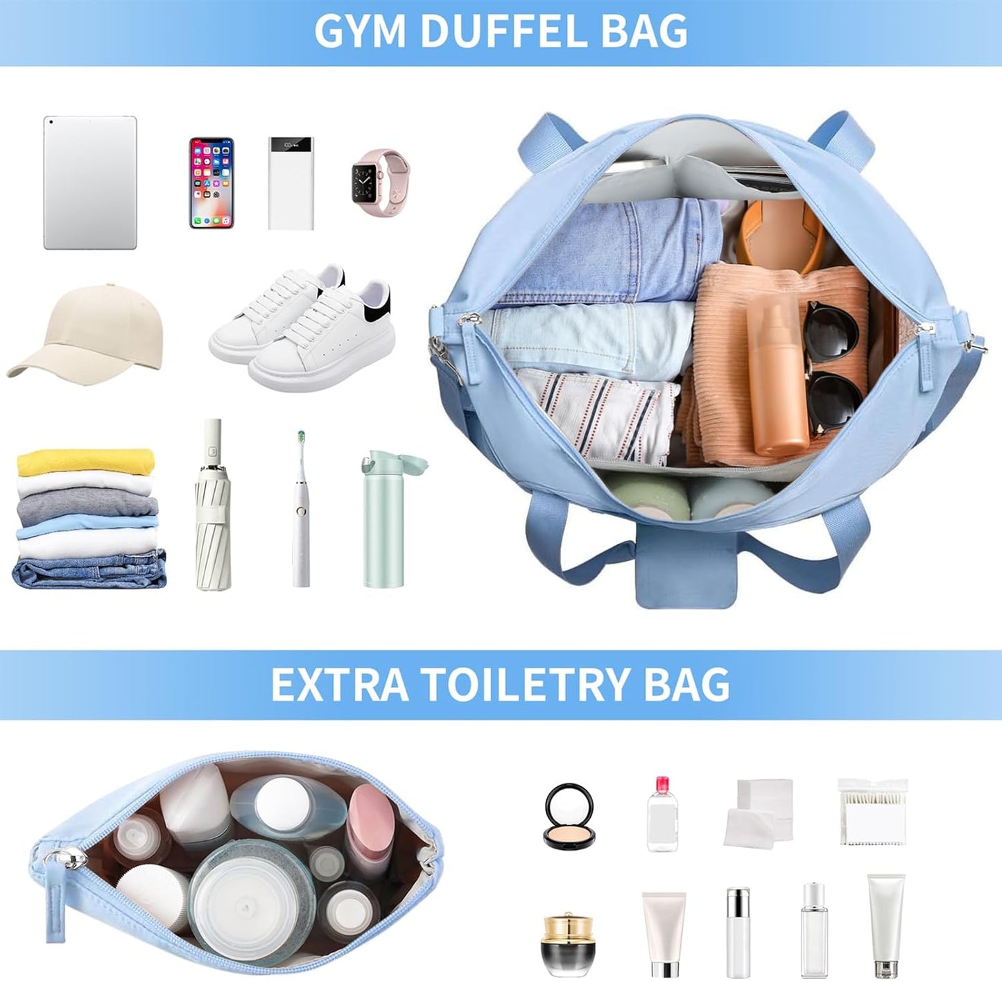 ETRONIK Gym Bag for Women, Personal Item Travel Bag with Shoes Compartment, Weekender Overnight Duffel Bag with Wet Pocket, Carry On Bag for Women, Travel, Gym, Weekend (Beige)