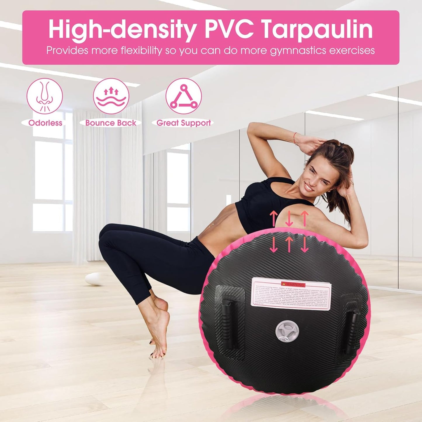 Gymnastics Air Barrel Roller Air Spot, Inflatable Tumbling Mat Tumble Track Gymnastic Equipment Balance Cylinder with Pump for Yoga Cheerleading Home Use Gym