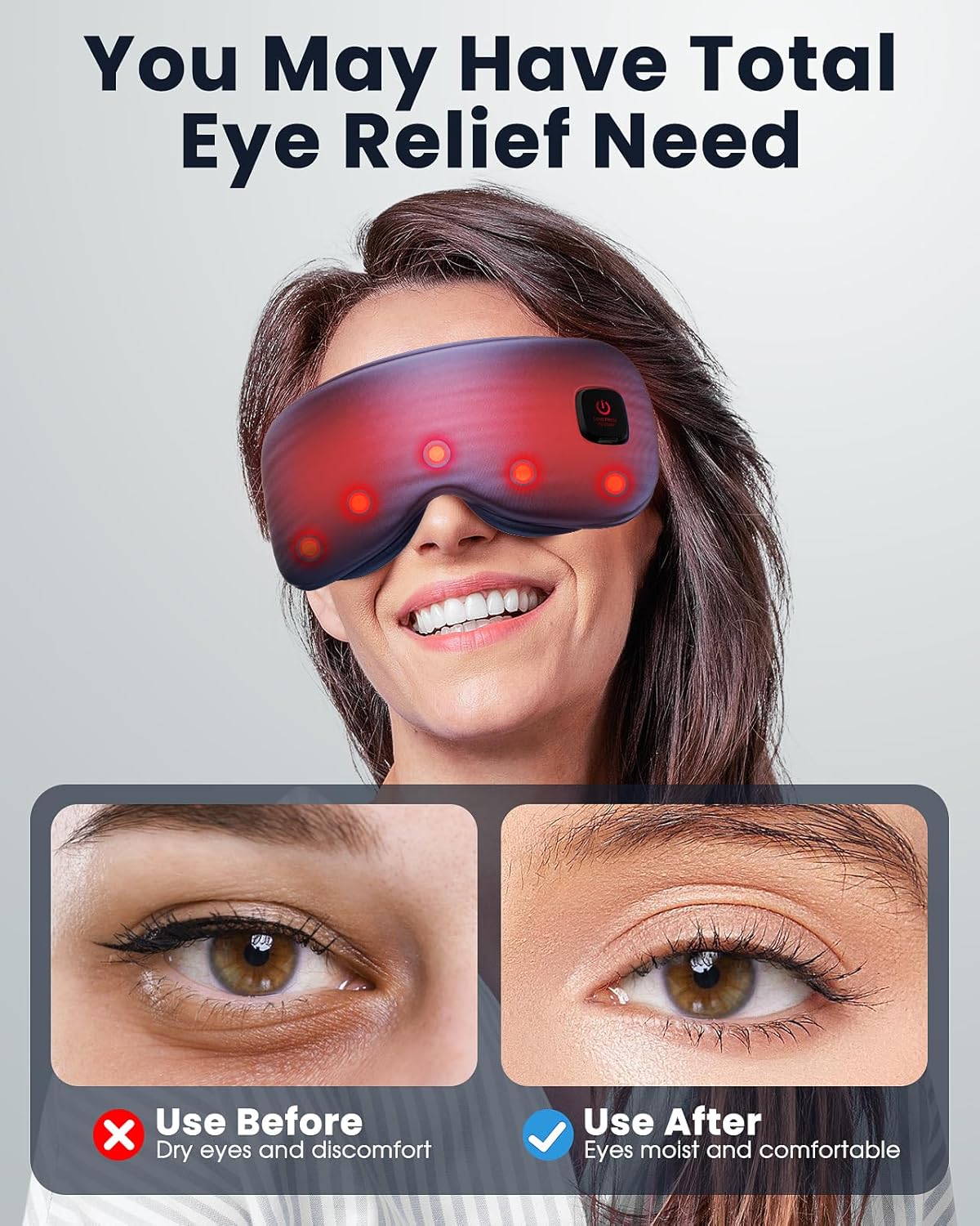 Heated Eye Mask - Cordless Eye Mask for Dry Eyes, FSA-HSA Eligible, Eye Relief, Improved Sleep, Washable Eye Heating pad for Travel and with Replaceable Shell
