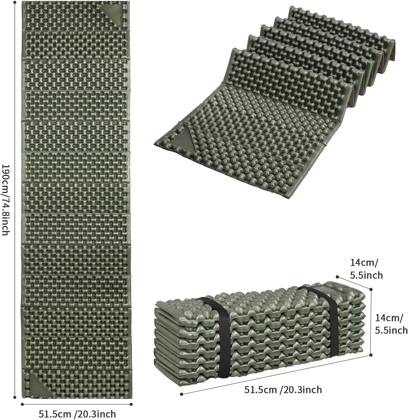 Foam Camping Pads for Hiking, Ultralight Closed Cell Mattress, Waterproof Soft Mat for Adults, Wide Picnic Yoga Mats, Folding Sleeping Pad for Outdoor Backpacking