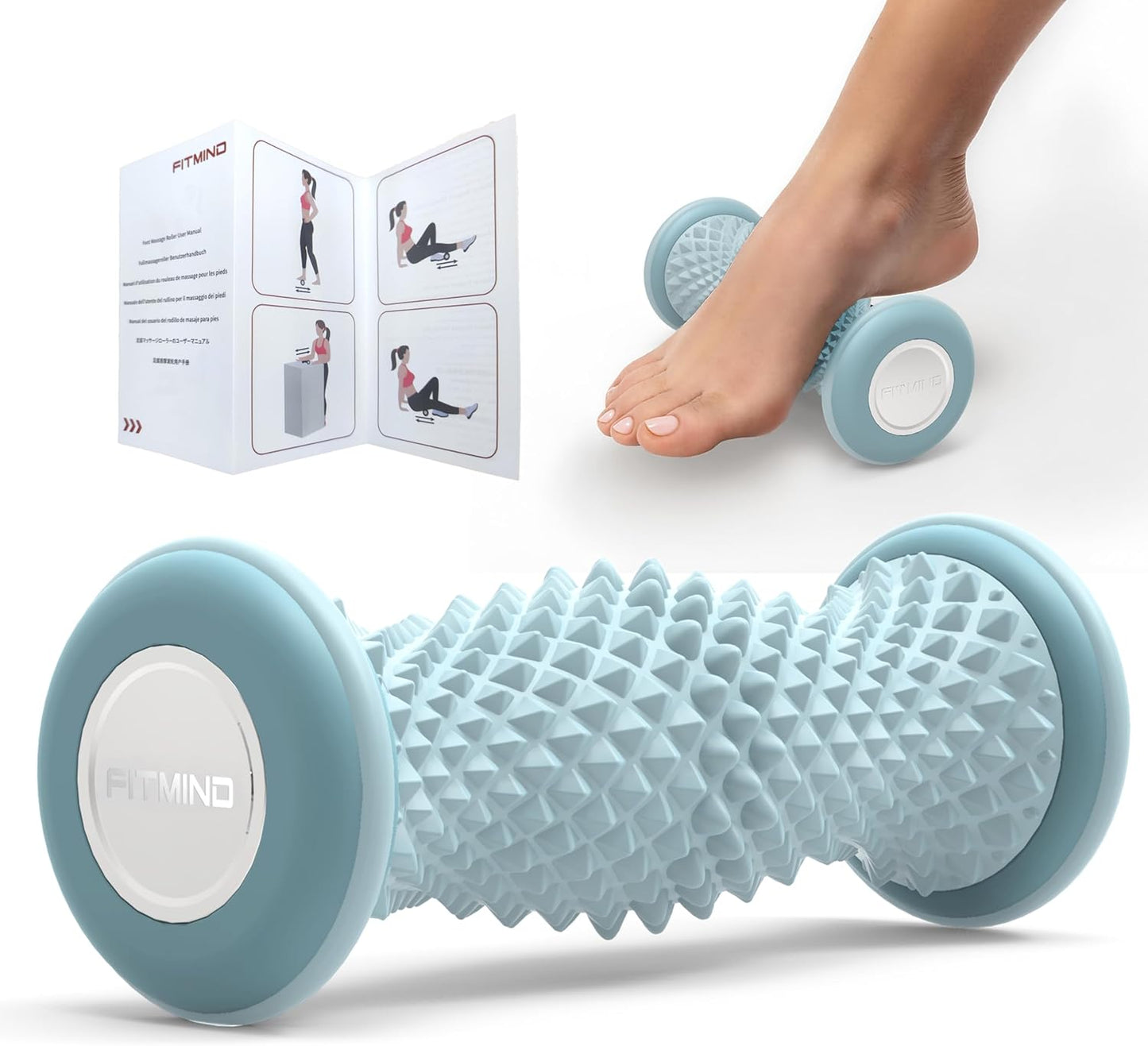 Foot Roller Massager for Plantar Fasciitis Relief, Portable Silent Deep Tissue Massager Tool for Arch and Heel Pain-Blue