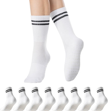 COOLMATE Pilates Socks with Grips for Women, Yoga Socks, Crew Non Slip Women for Barre, Pilates Gifts for Women - Colors A
