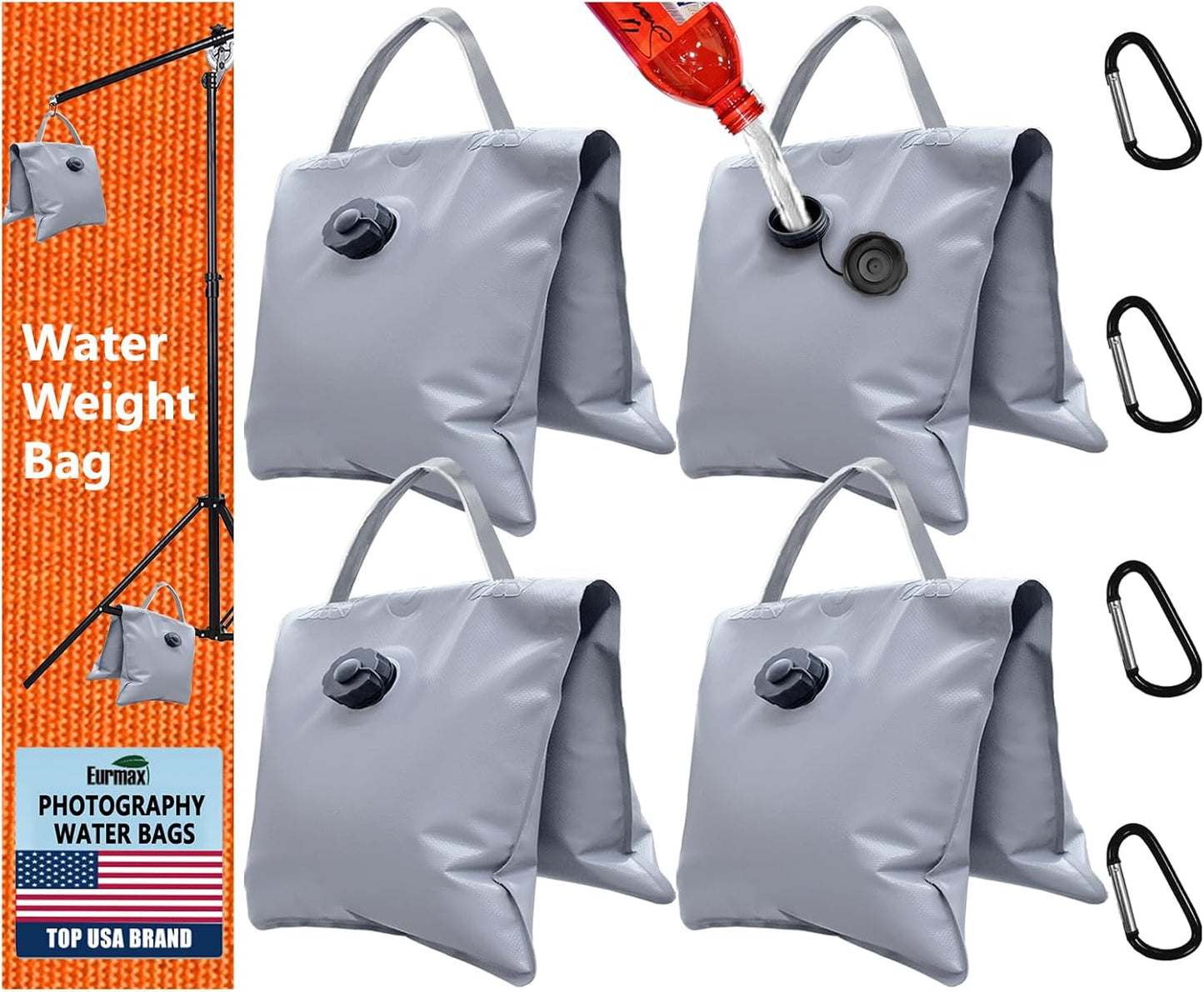 Eurmax USA Photography Sand Weight Bags Heavy Duty Saddlebags for Photography Video Equipments, Backdrop Stand, Light Stand,Photo Tripod, Canopy Tent, Umbrella Base, Fishing Chair,Picnic Table 2-Pack
