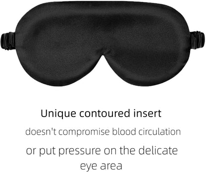 Alaska Bear Sleep Mask Silk Eye Cover with Shaped Padding for Pressure-Free Sleeping, Foam Insert, Upgrade Contour Over Conventional Flat Satin Eye Masks, Machine Washable
