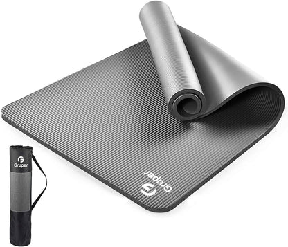 Gruper Yoga Mat Non Slip NBR Extra Thick Yoga Mat, 72"L x 32"/24"W x 0.6"/0.4"TH (185cm x 80cm/61cm x 15mm/10mm), Anti-Tear Exercise Mat with Carrying Strap and Bag, Workout Mats for Yoga, Pilates
