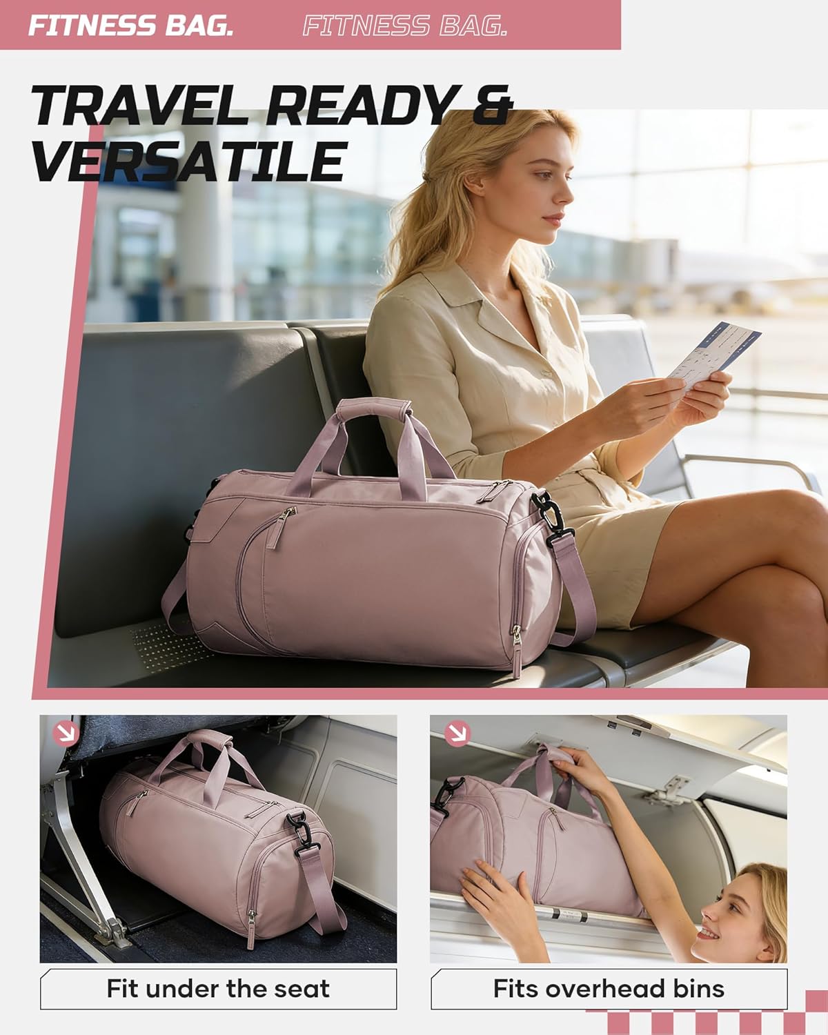 Gym Bag Womens Mens with Shoes Compartment and Wet Pocket Travel Duffel Bag for Women for Plane Sport Gym Tote Bags Swimming Yoga Waterproof Weekend Overnight Carry on Bag Hospital Holdalls - Colors C