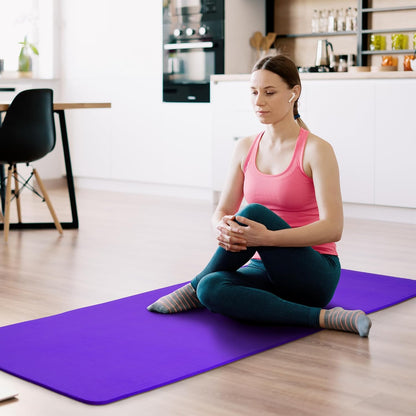 Fitvids Yoga Mat, 1/2-Inch Extra Thick High Density Exercise Mat, Anti-Tear Exercise Yoga Mat with Carrying Strap, Suitable for Various Yoga Exercises