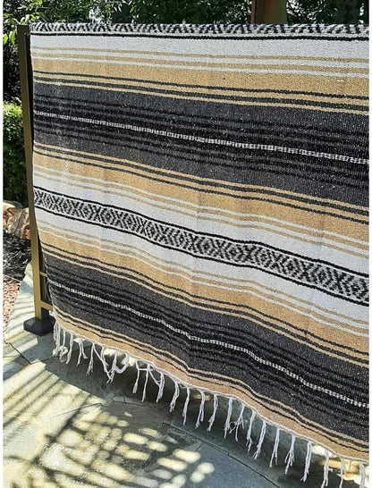 Open Road Goods Bulk Falsa Blankets - Handwoven Authentic Mexican Falsa - Great for Weddings, Yoga, Beach, Picnics, or Mexican Throw! (Tan, 7 Pack)
