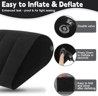 TheClover Portable Inflatable Wedge Pillow Cushion - 2 Pack Body Positioners Foldable Wedge Pillow for Sleeping,Back,Travel,Bed,Leg Elevation with Fast Inflation Deflation(Grey)