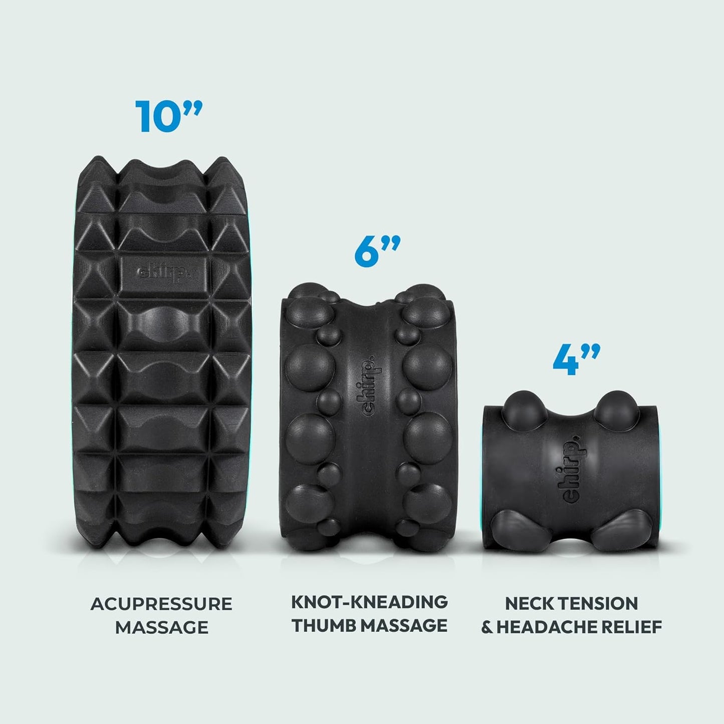 Chirp Wheel XR Knot Kneader - Firm Massage Roller, Shiatsu Thumb Massage, Muscle Release Tool for Knots &Tension Relief | High Density Foam for Physical Therapy & Relaxation, 500lbs Capacity, 6" Mint