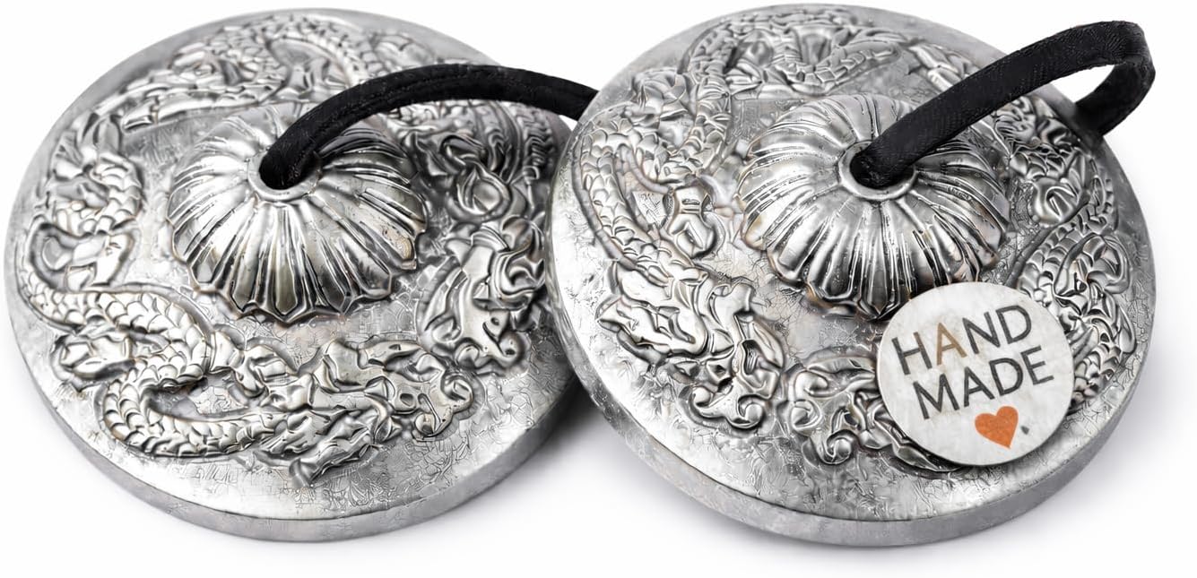 Premium Bronze Tingsha Cymbals Bells - Easy To Play - Meditation Mindfulness Chime For Chakra Healing Sound Bath Spiritual Gifts Handcrafted Tibetan by Himalayan Bazaar