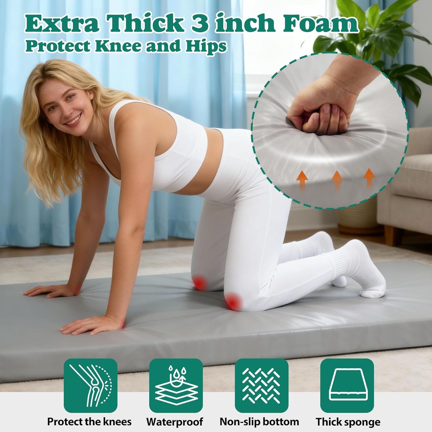 3 Inch Thick Yoga Mat 72 * 32 * 3 inch Extra Thick Exercise Mats Non-Slip Workout Mat for Pilates, Fitness, Gym, Stretching