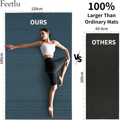 Foldable Large Yoga Mat: Extra 1/4 Inch Thick Workout Mat for Home Gym and Travel - Anti-Slip Folding Exercise Mat for Yoga, Pilates, and More