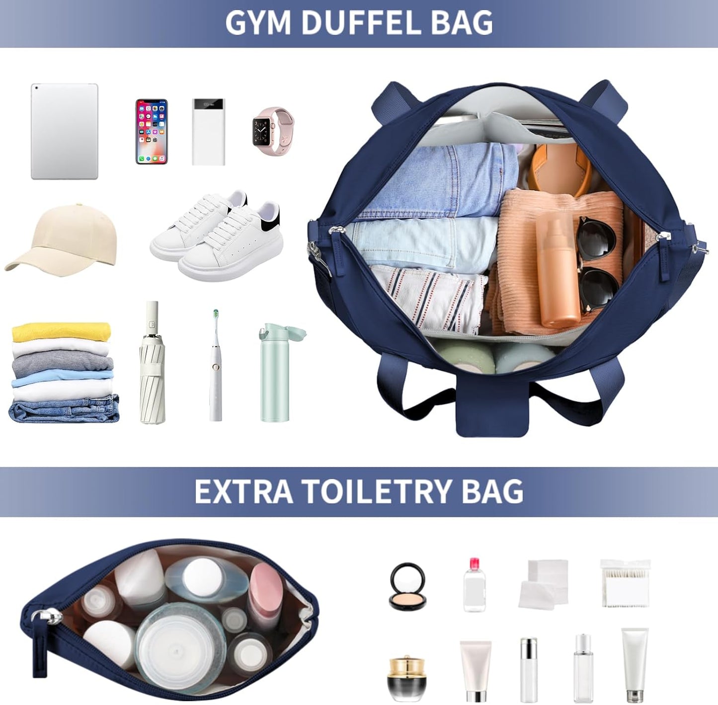 ETRONIK Gym Bag for Women, Personal Item Travel Bag with Shoes Compartment, Weekender Overnight Duffel Bag with Wet Pocket, Carry On Bag for Women, Travel, Gym, Weekend (Beige)