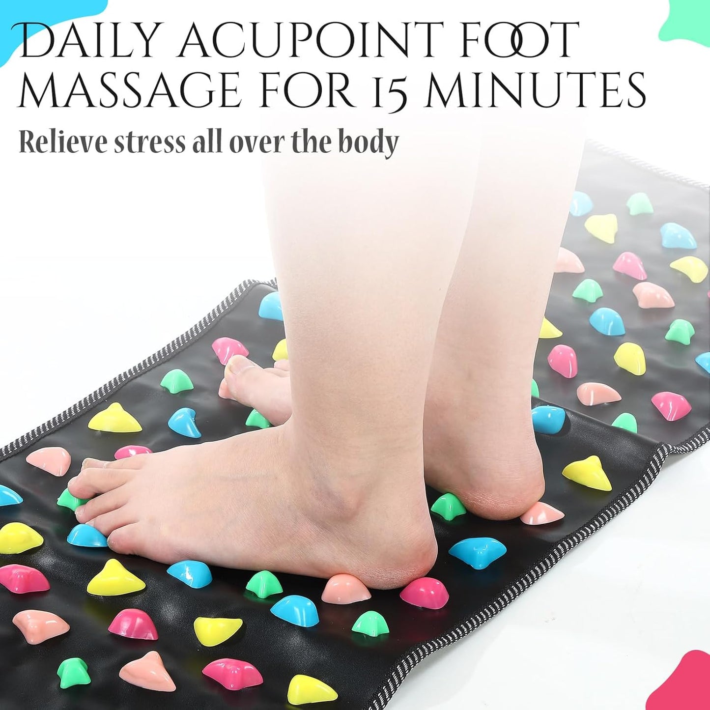 TrelaCo Foot Massage Mat Reflexology Walk Stone Road Foot Massage Acupoint Mat for Acupressure Relaxes for Long Sitting Elderly Students and Office Workers (27.56 x 13.78 Inches)