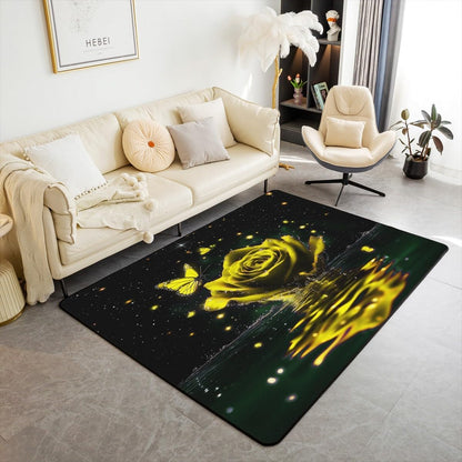 Feelyou Floral Rose Indoor Floor Mat Set,Romantic Blue Rose Rugs for Living Room Bedroom Area Rug 3x5,Boys Girls,Botanical Flower Rose Accent Rug Doormats Floor Mat for All Season