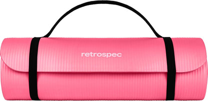 Retrospec Solana Yoga Mat Thick 1/2in Non-Slip Workout Mat with Nylon Strap - 72x24in Exercise Mat for Pilates, Stretching & Fitness - BPA Free, Easy Clean