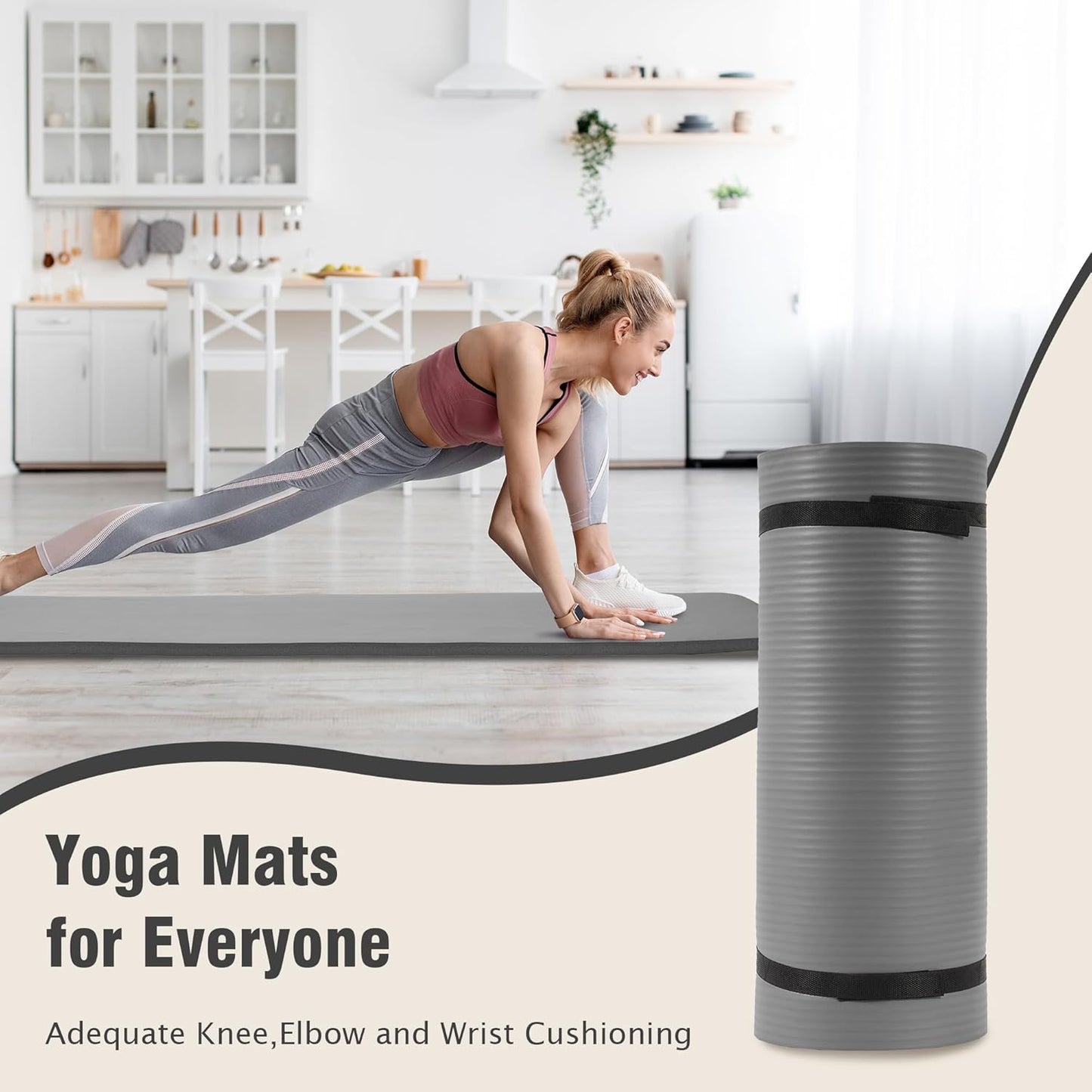 BalanceFrom Yoga Mat, 1-Inch Extra Thick High Density Exercise Mat, Anti-Tear Exercise Yoga Mat with Carrying Strap, Suitable for Various Yoga Exercises, Multiple Colors