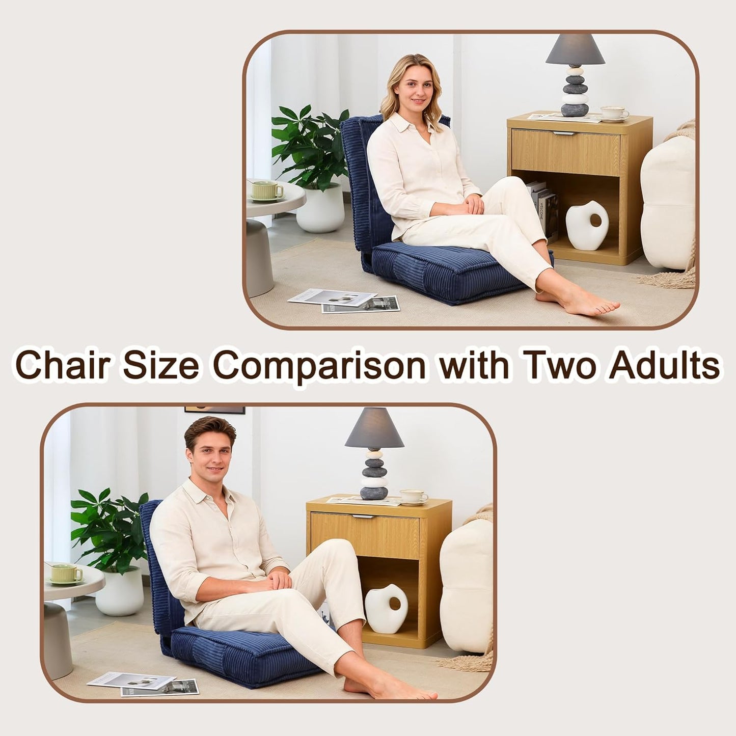 Adjustable Floor Chair with Back Support, 6-Position, Folding Japanese Meditation Tatami Chair, Comfy Gaming Chairs for Adults, Accent Sofa Reading Chairs, Living Room, Bedroom, Coffee