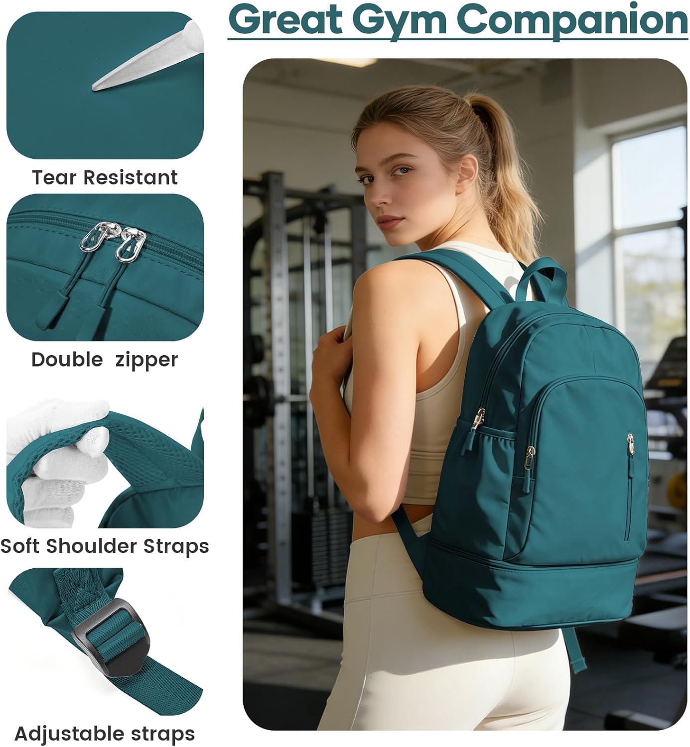 Gym Backpack for Women Men, Dance Backpacks With Shoe Compartment, Sports Back pack For Yoga Fitness Beach Hiking Sports(Green)