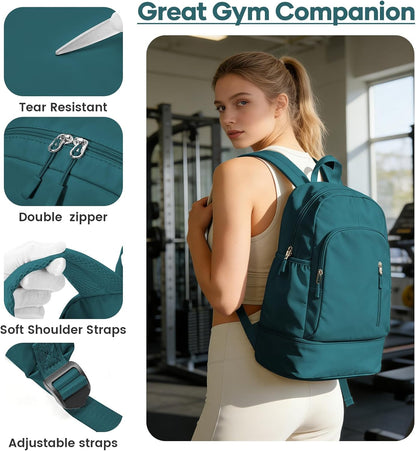 Gym Backpack for Women Men, Dance Backpacks With Shoe Compartment, Sports Back pack For Yoga Fitness Beach Hiking Sports(Green)