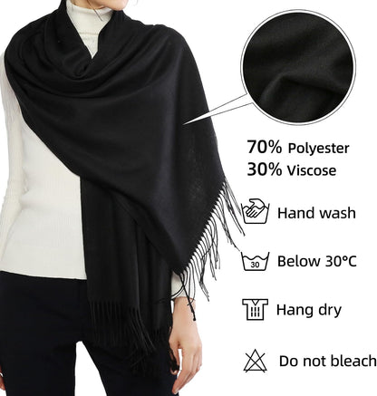 RIIQIICHY Women's Scarf Pashmina Shawls and Wraps for Evening Dress Bridesmaid Wedding Bridal Winter Warm Long Large Scarves