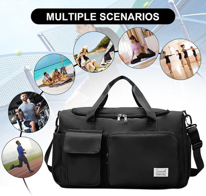 Suruid Travel Yoga Duffel Bag with Shoes Compartment Sports Gym Handbag with Dry Wet Separated Pocket for Training Men and Women, Overnight /Weekender Bag - Pink