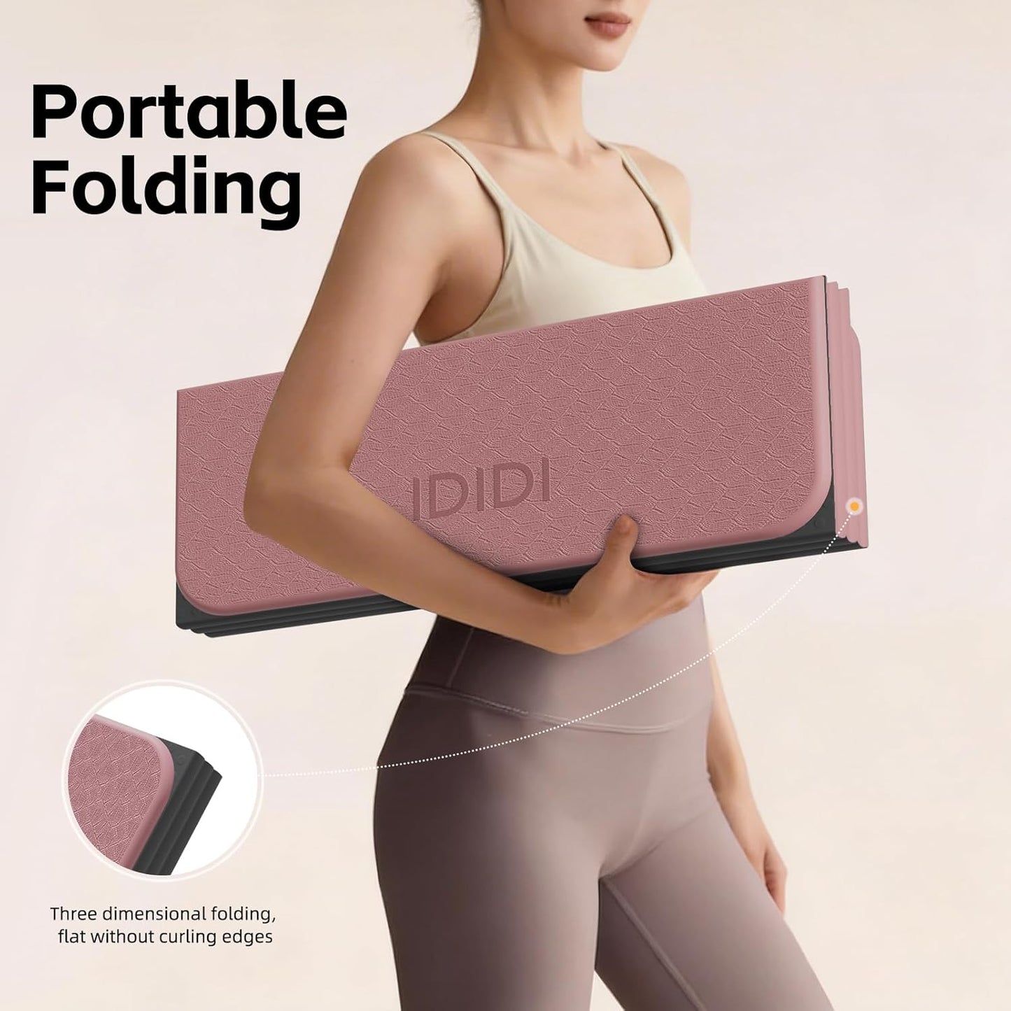 Extra Thick 10mm Foldable Yoga Mat, SGS Certified POE Non-Slip Mat, Multi-Purpose Exercise & Fitness Mats for Studio or Home