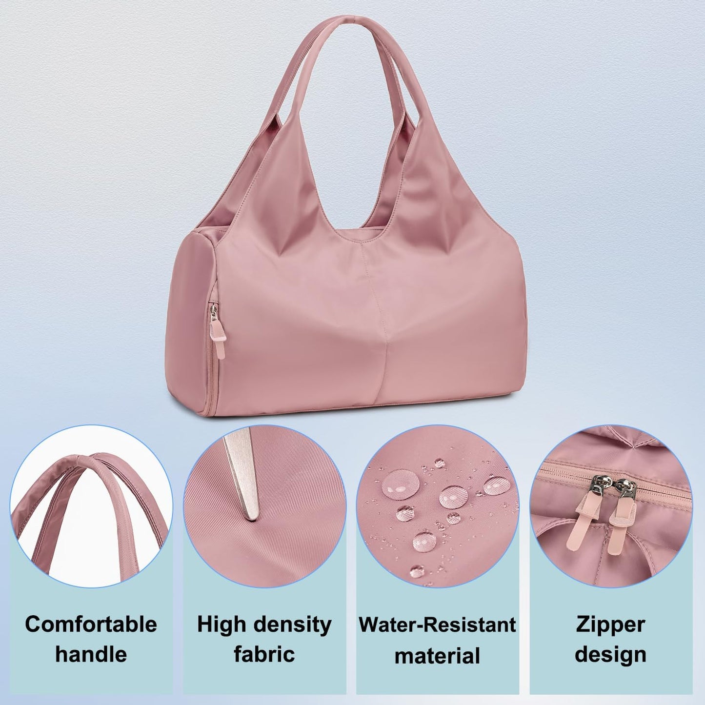 forestfish Yoga Gym Bag for Women with Shoes Compartment & Wet Dry Storage Pockets Lightweight Duffel Bag, Beige