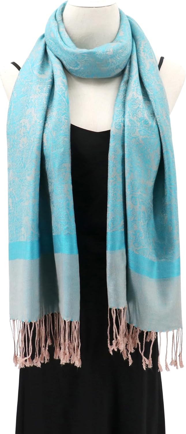 vimate Silky Paisley Pashmina Shawl Scarf-Women's Soft Double-side Jacquard Pashminas Wrap for Evening Dress Travel Shawl