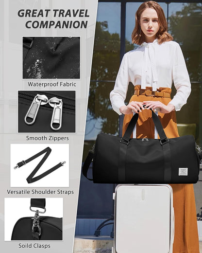 Gym Bag Womens Mens with Shoes Compartment and Wet Pocket Travel Duffel Bag for Women for Plane Sport Gym Tote Bags Swimming Yoga Waterproof Weekend Overnight Carry on Bag Hospital Holdalls - Colors C