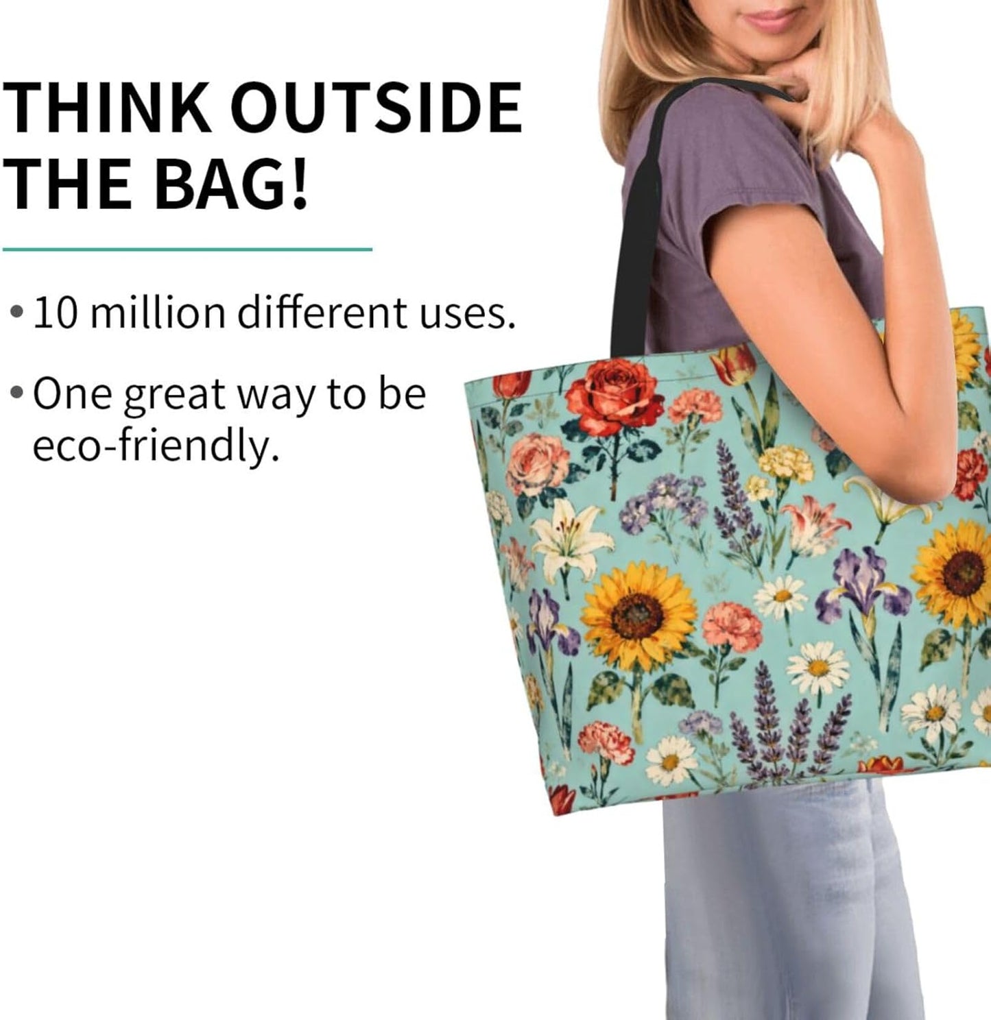 Tote Shoulder Bag Large Durable Reusable Eco-friendly Handbag Lightweight Stylish for Daily Use-19.7x15.7x5.9 Inch - Colors B