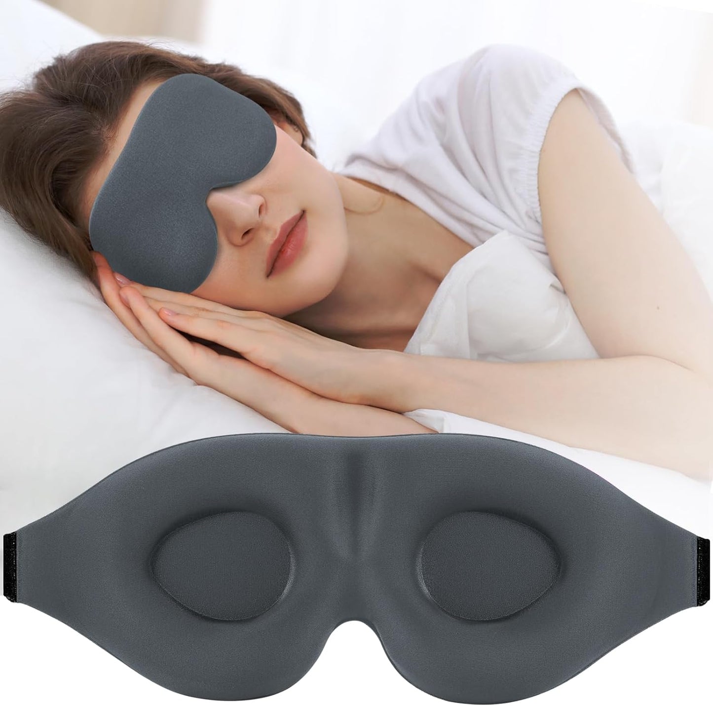 ZGGCD Sleep Mask for Side Sleeper, Light Blocking Sleeping Eye Mask for Women Men, 3D Contoured Cup Night Blindfold, Luxury Eye Cover Eyeshade with Adjustable Strap for Travel, Nap, Black