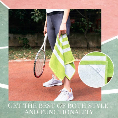 Luzia Striped Workout Towel for Sweat (Pack of 2) - Premium Quality 100% Turkish Cotton - Lightweight and Super Absorbent for Exercise, Sports, Workout, Fitness, Gym, Yoga, Running (Orange)