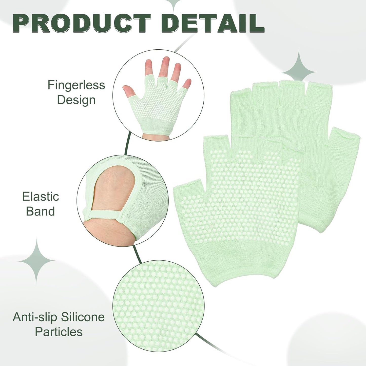 Yoga Gloves, Non Slip Fingerless Pilates Gloves Breathable Exercise Workout Mittens