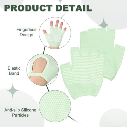 Yoga Gloves, Non Slip Fingerless Pilates Gloves Breathable Exercise Workout Mittens
