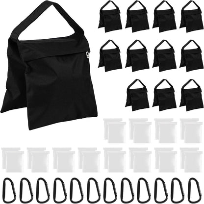 12 Pack Sandbags Weight Bags for Photography Equipments, Photography Sand Weight Bags, Heavy Duty Sandbags for Backdrop Stand, Outdoor Canopy, Photo Tripod,Pop up Tent, Umbrella Base (Black)