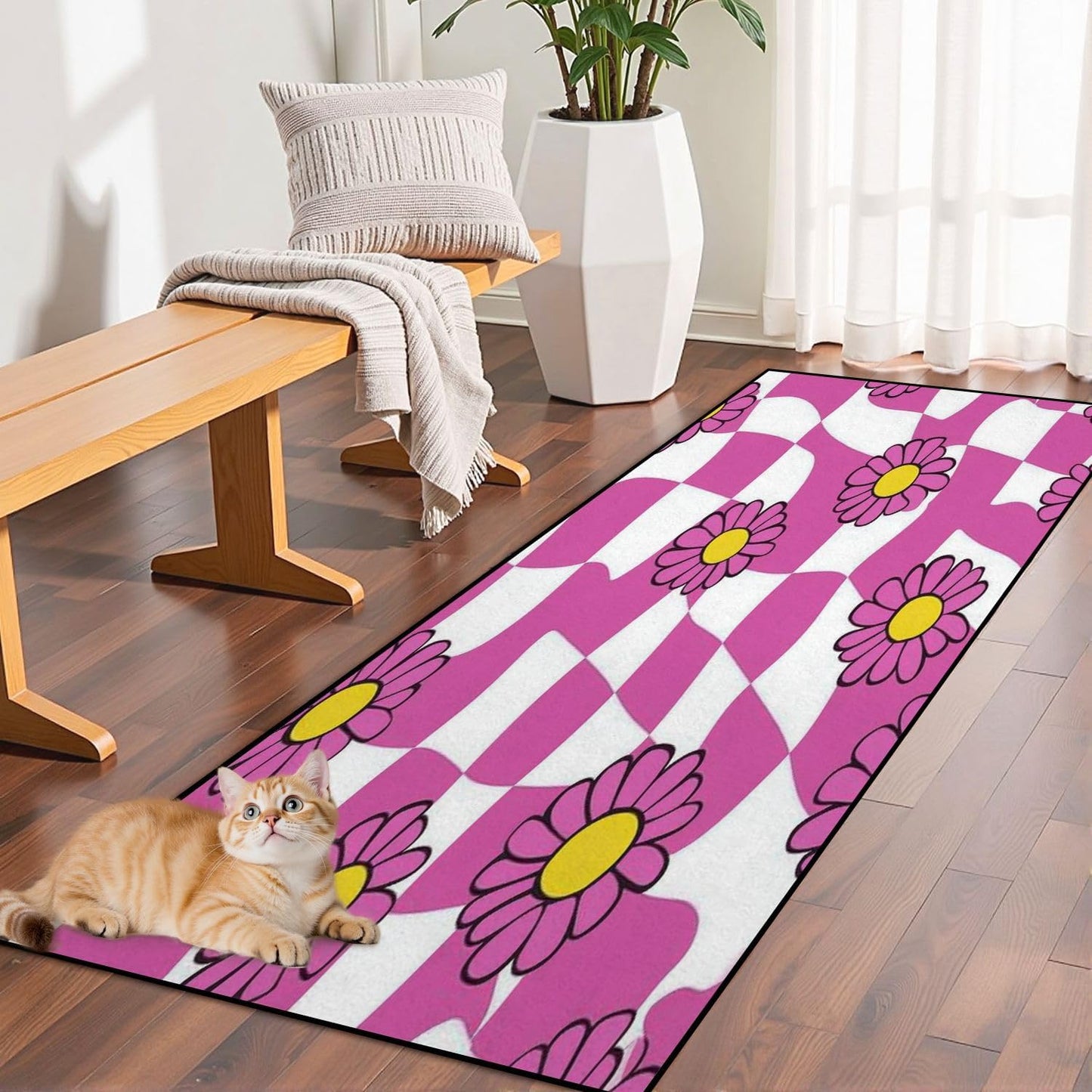 Runner Rug Washable 2x6 Cobblestone Arched Pavement Road Courses Sidewalk Seamless Non-Slip Hallway Area Rug Indoor Outdoor Home Decor for Entryway Bathroom Kitchen Carpet Yoga Floor Mat