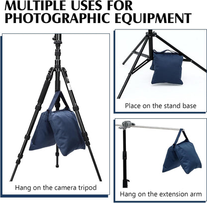 Nuogo Photography Sand Bags Heavy Duty Weight Bags with Metal Hooks, Stabilize Tripods for Wedding Outdoor, Photography Video Studio Boom Mics Furniture Against Wind