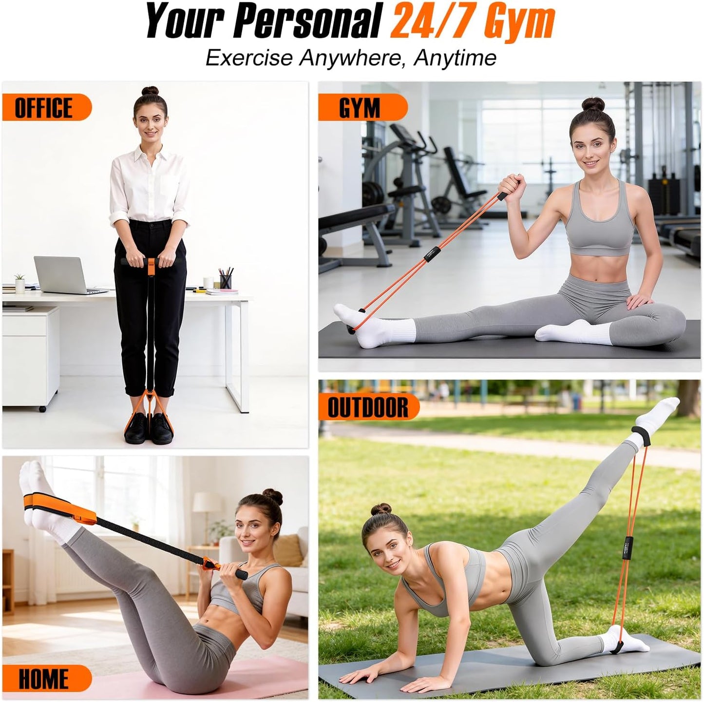 Upgraded Durable Pedal Resistance Band with Handle and Figure 8 Resistance Band Set, Stretch Bands for Exercise, Full Body Workout Equipment for Core Abs Waist Arms Back Stretching Training