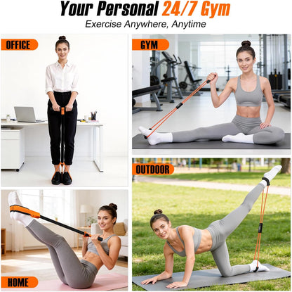 Upgraded Durable Pedal Resistance Band with Handle and Figure 8 Resistance Band Set, Stretch Bands for Exercise, Full Body Workout Equipment for Core Abs Waist Arms Back Stretching Training