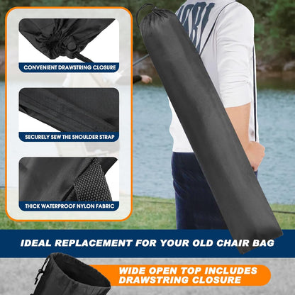 Camping Chair Replacement Carry Bag, Folding Chair Storage Bag With Shoulder Strap & Drawstring, Durable, Tear-Resistant, Outdoor Travel for camping chairs with a folded length under 37in(No Chair)