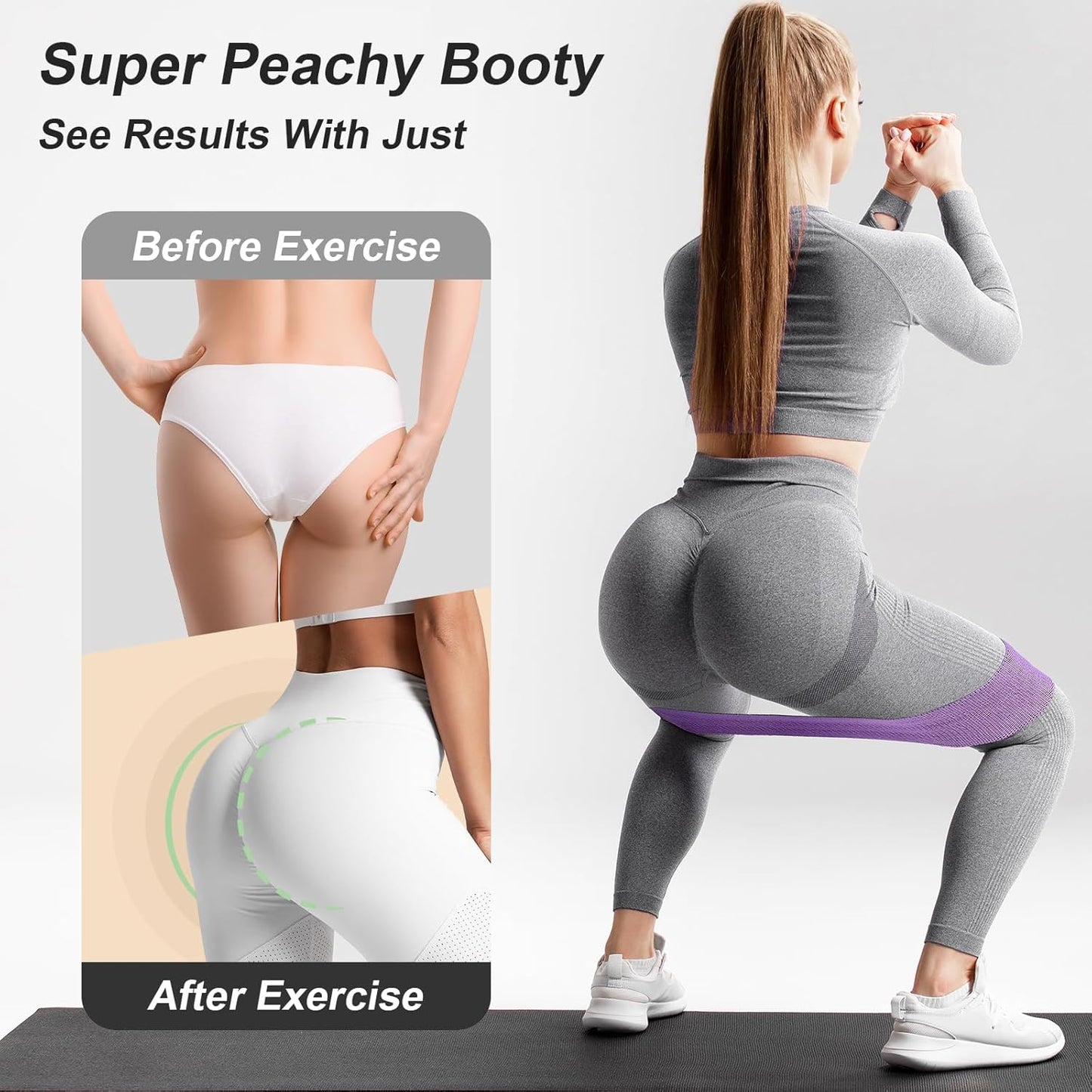 Booty Bands Set, Resistance Bands for Working Out, Exercise Bands for Women and Men Legs and Butt, Stretch Bands for Pilates, Yoga Starter Set