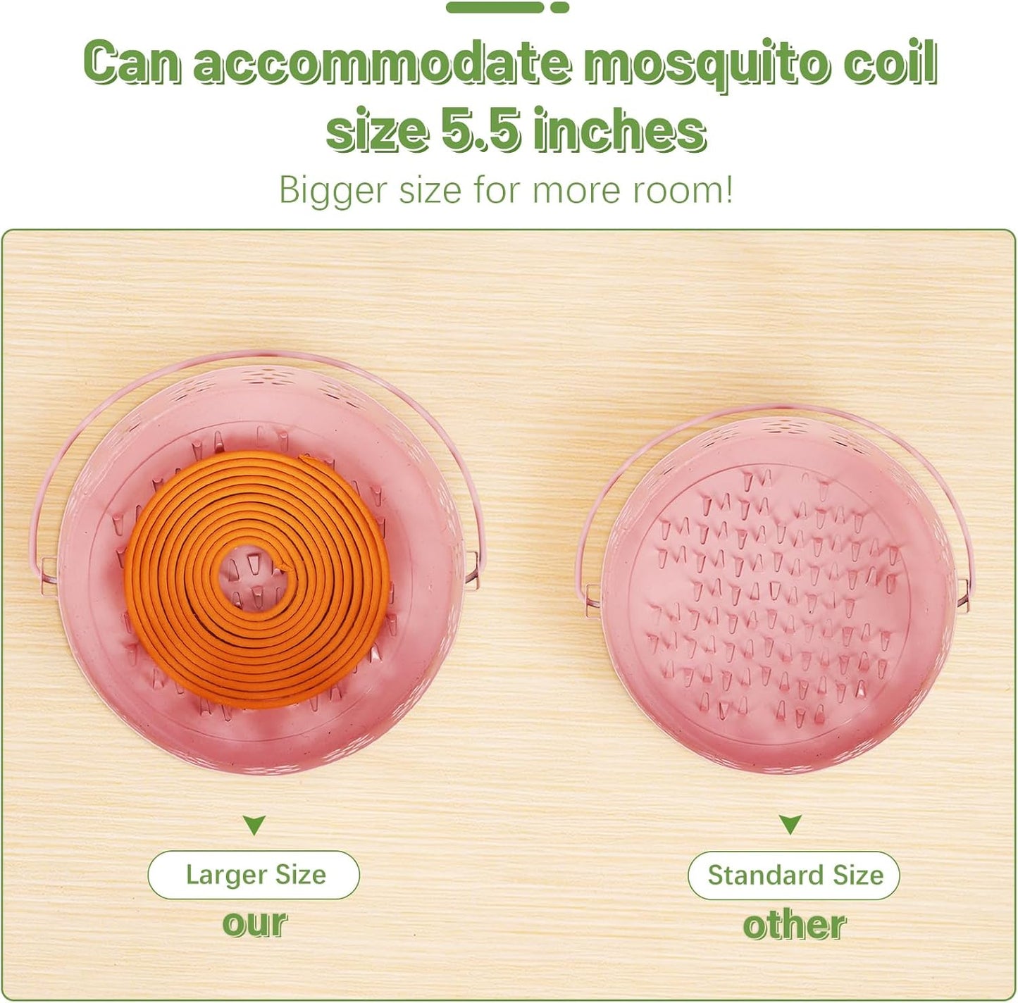 Portable Iron Mosquito Coil Holder with Handle Round Heat-Resistant Incense Holder (Bronze)