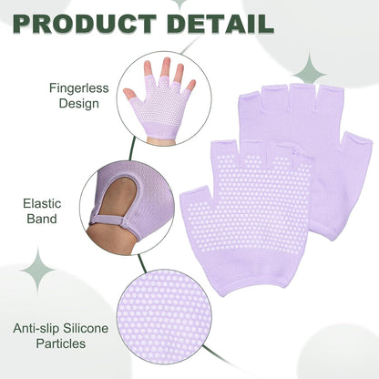 Yoga Gloves, Non Slip Fingerless Pilates Gloves Breathable Exercise Workout Mittens